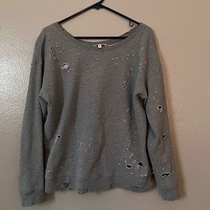 Express Distressed Crewneck Sweatshirt
